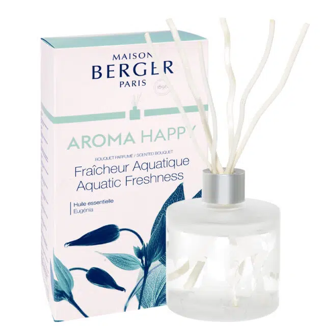 Aroma Happy Aquatic Freshness flakon med duftpinde Bouquet fra Maison Berger - byHviid